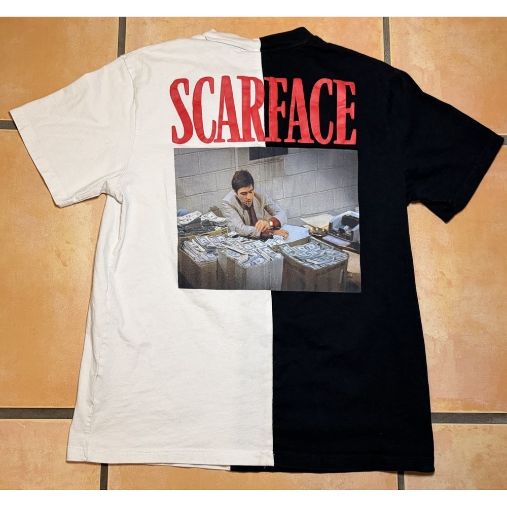 Scarface x Shoe Palace Shirt Mens Large Black & White Split Graphic Movie Tshirt
